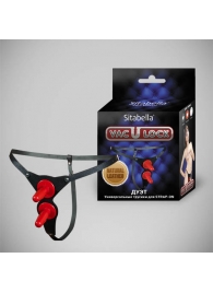 Чёрные кожаные трусики с двумя штырьками для насадок - Sitabella - купить с доставкой в Ярославле