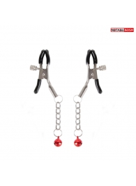 Серебристые зажимы на соски с шариками на цепочках - Notabu - купить с доставкой в Ярославле