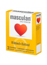 Презервативы с колечками и пупырышками Masculan Ribbed+Dotted - 3 шт. - Masculan - купить с доставкой в Ярославле