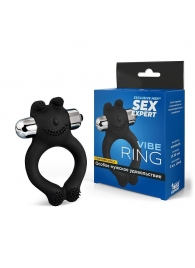 Черное силиконовое эрекционное виброкольцо Sex Expert - Sex Expert - в Ярославле купить с доставкой