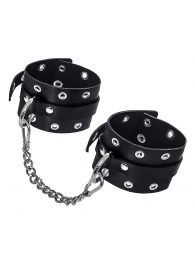 Черные кожаные однослойные оковы с люверсами - Pecado - купить с доставкой в Ярославле