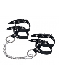 Черные однослойные кожаные оковы из двух ремешков - Pecado - купить с доставкой в Ярославле