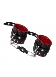 Черно-красные наручники из натуральной кожи - Pecado - купить с доставкой в Ярославле