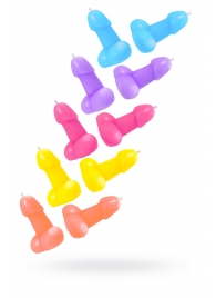 Набор из 10 разноцветных свечей в форме пениса - Pecado - купить с доставкой в Ярославле