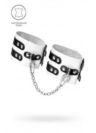 Бело-черные оковы с двумя ремешками и люверсами - Pecado - купить с доставкой в Ярославле