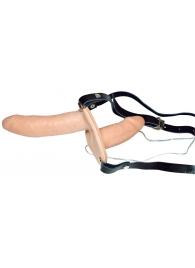 Телесный женский страпон с вагинальной пробкой Strap-On Duo - 15 см. - Orion - купить с доставкой в Ярославле