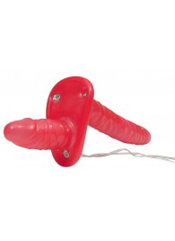 Красный женский страпон с вагинальной пробкой Bad Kitty - 18 см. - Orion - купить с доставкой в Ярославле