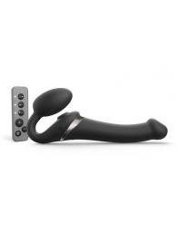 Черный безремневой страпон Multi Orgasm Size M с клиторальной стимуляцией - Strap-on-me - купить с доставкой в Ярославле