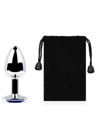 Анальное украшение BUTT PLUG  Small с синим кристаллом - 7 см. - Anal Jewelry Plug - купить с доставкой в Ярославле