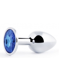 Анальное украшение BUTT PLUG  Small с синим кристаллом - 7 см. - Anal Jewelry Plug - купить с доставкой в Ярославле
