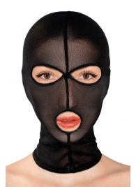 Черная сетчатая маска на голову с отверстиями для глаз и рта - Fetish Tentation - купить с доставкой в Ярославле