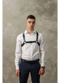 Черная мужская кожаная портупея №4 - БДСМ Арсенал - купить с доставкой в Ярославле