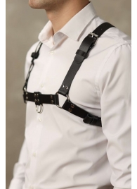 Черная мужская кожаная портупея №4 - БДСМ Арсенал - купить с доставкой в Ярославле