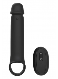 Черная насадка-удлинитель с вибрацией Vibrating Extender With Remote - Dream Toys - в Ярославле купить с доставкой