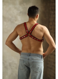 Черно-красная мужская портупея Black-Red - БДСМ Арсенал - купить с доставкой в Ярославле