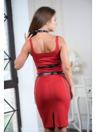 Черно-серебристая портупея-юбка plus size с цепочками - БДСМ Арсенал - купить с доставкой в Ярославле