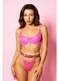 Эффектный розовый пояс из голографической эко-кожи - БДСМ Арсенал - купить с доставкой в Ярославле