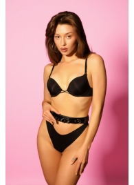 Эффектный черный пояс из лаковой эко-кожи - БДСМ Арсенал - купить с доставкой в Ярославле