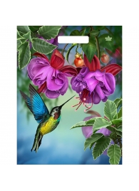 Пакет с принтом в виде колибри в цветах с вырубной ручкой (31х40 см) - Сима-Ленд - купить с доставкой в Ярославле