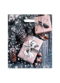 Новогодний пакет с принтом в виде подарков и вырубной ручкой (45х38 см) - Сима-Ленд - купить с доставкой в Ярославле