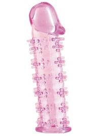 Розовая насадка на пенис с шипами - 12,5 см. - A-toys - в Ярославле купить с доставкой