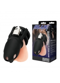 Черная клетка для пениса Silicone Small 2 in Cock Cage With Ball Divider - BlueLine - купить с доставкой в Ярославле