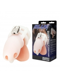 Белая клетка для пениса Silicone Small 2 in Cock Cage With Ball Divider - BlueLine - купить с доставкой в Ярославле