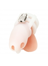 Белая клетка для пениса Silicone Small 2 in Cock Cage With Ball Divider - BlueLine - купить с доставкой в Ярославле