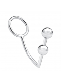 Кольцо на пенис с анальным стимулятором Two Bead Stainless Steel Anal Hook   Cock Ring - BlueLine - в Ярославле купить с доставкой