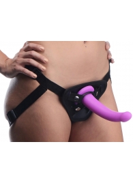 Лиловый поясной страпон Navigator Silicone G-Spot Dildo with Harness - 17,8 см. - XR Brands - купить с доставкой в Ярославле