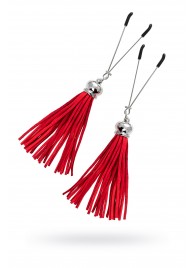 Зажимы на соски «Вилки» с красными кисточками из замши - Pecado - купить с доставкой в Ярославле