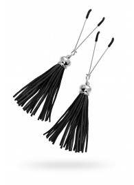 Зажимы на соски «Вилки» с черными кисточками из замши - Pecado - купить с доставкой в Ярославле