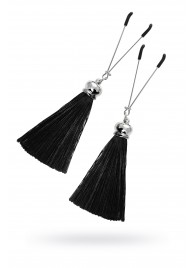 Зажимы на соски «Вилки» с черными кисточками из шелка - Pecado - купить с доставкой в Ярославле