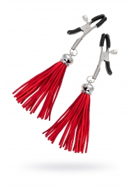 Зажимы на соски «Прищепки» с красными кисточками из замши - Pecado - купить с доставкой в Ярославле