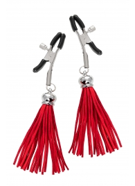 Зажимы на соски «Прищепки» с красными кисточками из замши - Pecado - купить с доставкой в Ярославле