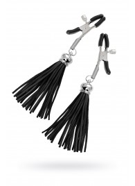 Зажимы на соски «Прищепки» с черными кисточками из замши - Pecado - купить с доставкой в Ярославле