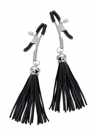 Зажимы на соски «Прищепки» с черными кисточками из замши - Pecado - купить с доставкой в Ярославле