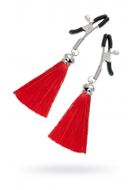 Зажимы на соски «Прищепки» с красными кисточками из шелка - Pecado - купить с доставкой в Ярославле