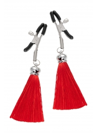 Зажимы на соски «Прищепки» с красными кисточками из шелка - Pecado - купить с доставкой в Ярославле