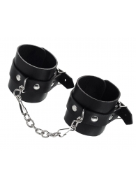 Черные однослойные наручники из натуральной кожи с цепочкой - Pecado - купить с доставкой в Ярославле