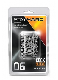 Прозрачная насадка с объёмными чёрточками STAY HARD COCK SLEEVE 06 CLEAR - Blush Novelties - в Ярославле купить с доставкой