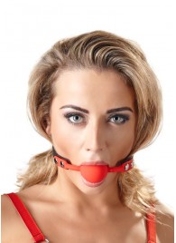 Силиконовый кляп-шар на чёрных ремешках Red Gag silicone - Orion - купить с доставкой в Ярославле
