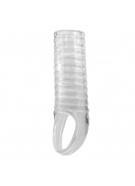 Прозрачная насадка на пенис с ребрышками и подхватом мошонки - Baile - в Ярославле купить с доставкой