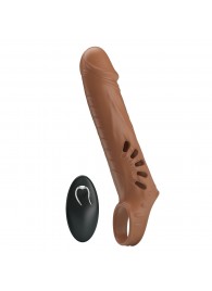 Коричневая вибронасадка с подхватом мошонки и пультом ДУ - Baile - в Ярославле купить с доставкой