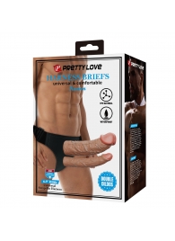 Темно-бежевый фаллопротез для двойного проникновения - 17,5 см. - Baile - купить с доставкой в Ярославле