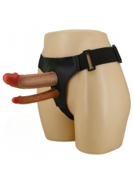 Темно-бежевый фаллопротез для двойного проникновения - 17,5 см. - Baile - купить с доставкой в Ярославле