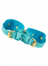 Голубые двуслойные кожаные оковы - Pecado - купить с доставкой в Ярославле