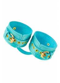 Голубые однослойные кожаные оковы - Pecado - купить с доставкой в Ярославле