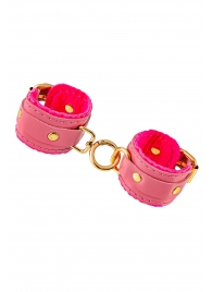 Розовые двуслойные кожаные наручники-браслеты - Pecado - купить с доставкой в Ярославле