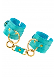 Голубые однослойные кожаные наручники - Pecado - купить с доставкой в Ярославле
